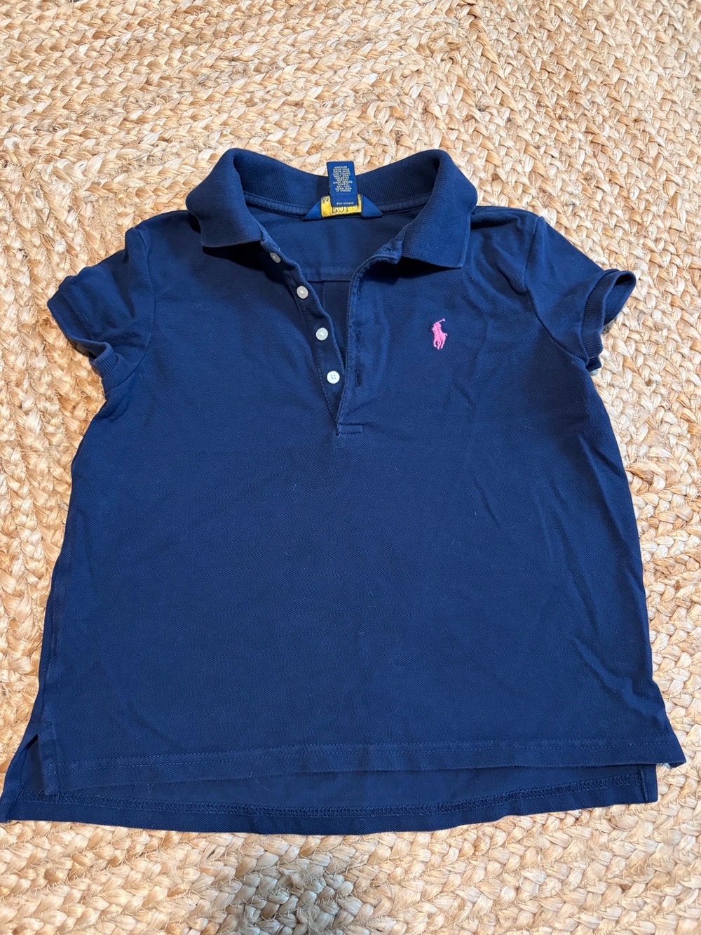 Ralph Lauren Navy Polo with Pink Pony Logo